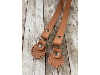 Popruh s kulatými úchyty na přišití KARAMEL/40CM