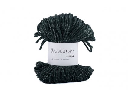 Bavlněná šňůra Glitter 3mm - Zelená lahvová stříbrná/PG110