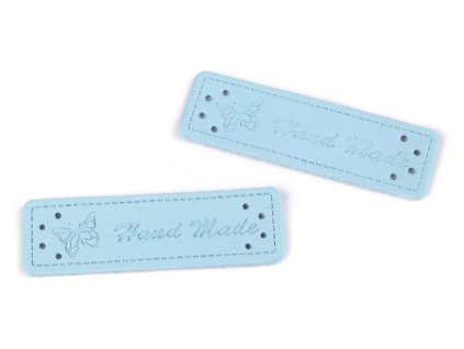 Cedulka HANDMADE 15x50mm - Modrá blankytná