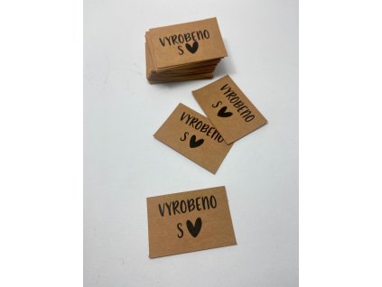 Cedulka VYROBENO S ♥ 35x50mm