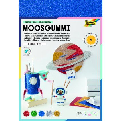 Pěnovka se třpytkami - 2 mm,  5 listů - barevný sortiment - BASIC