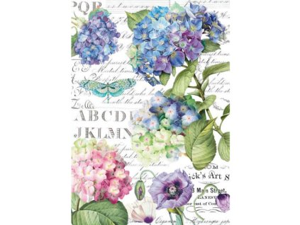 Rýžový papír Hortenzie a vážka