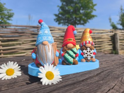 3D omalovánky - zimní Trpaslíci + tácek - sada 4ks ( nemalované)