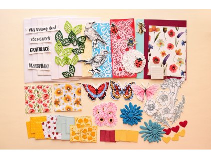 Sada s kytičkami a motýlky