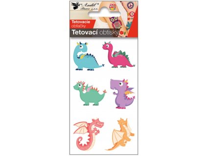 Tetovací obtisky 10,5 x 6 cm - barevní dinosauři - 16027