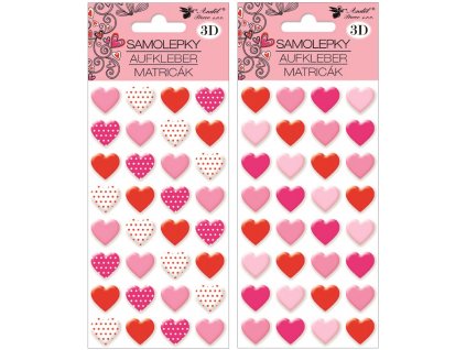 Samolepka srdíčka 3D 9,5 x 22 cm - 15073
