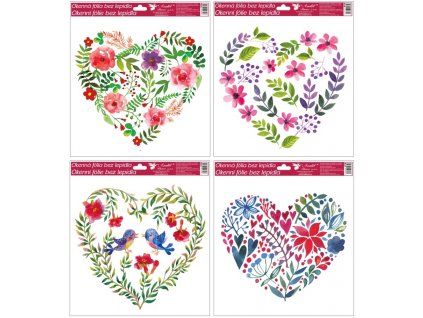 Okenní fólie s glitry srdce 30x30 cm - 978