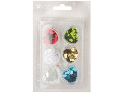 Flitry srdíčka 5 mm, barevný mix 18 g - 2887