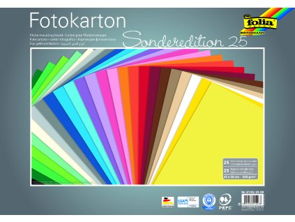 Fotokarton - 300 g/m2 - 25 listů ve 25 barvách - 35 x 50 cm