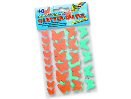 Samolepky z pěnovky - se třpytkami, samolepící - 40 ks