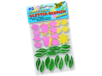 Samolepky z pěnovky - se třpytkami, samolepící - 40 ks