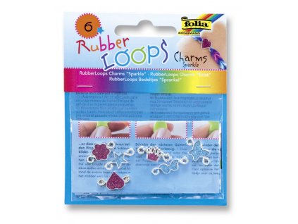 Rubber Loops- přívěšky se třpytkami - 6 ks