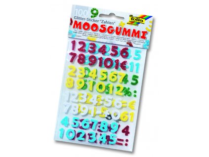 Samolepky se třpytkami z pěnovky - 100 ks - Číslice