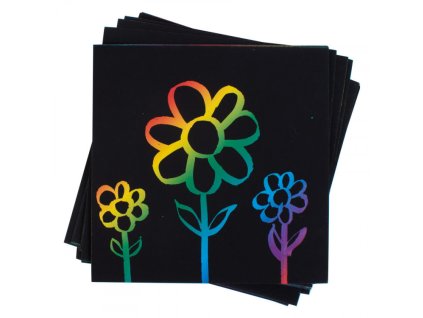 Prázdné škrabací papíry duhové 15x 15cm, 100ks