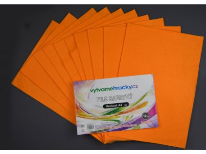 Filc - 10 ks, sv. oranžový, A4, 180 g