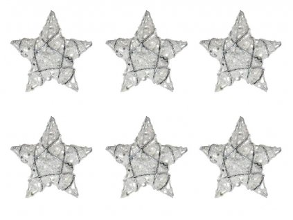 Hvězdičky bílé vánoční vánoční set 7,5cm/6ks R4589/white 8885947