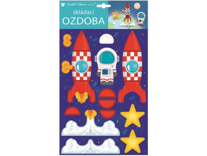 Skládací papírová raketa 21 x 36,5 cm
