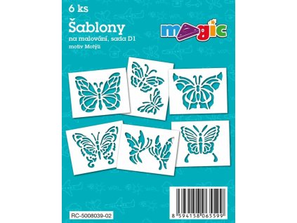 Papírové šablony MAGIC, 11 x 14cm, 6ks, sada D1 - Motýli