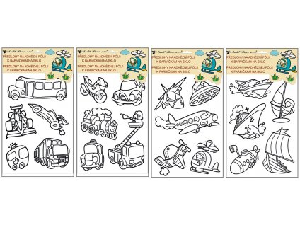 Předlohy s vyvýšenou konturou 30 x 21 cm, dopravní prostředky