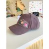 Bavlněná kšiltovka s vyšívanými květinami -  fialková