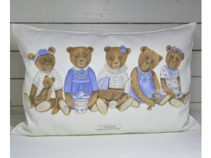 Povlak na polštář (světlý, strukt.) 60x40cm "Medvědí holky - modré"