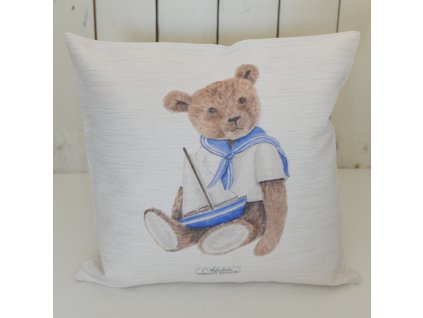 Povlak na polštář 40x40 cm "Medvědí kluk s lodičkou"