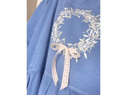 Modré manšestrové šaty - "jmelí"