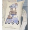 Povlak na polštář (světlý, strukt.) 40x60cm "Naložené autíčko"