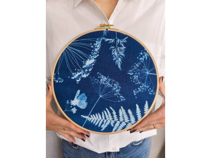 Originální obrázek technikou kyanotypie 26cm