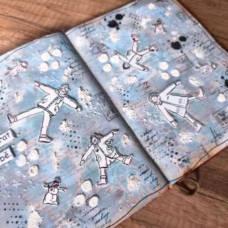 Art journal, zimní nálada, také děláte andělíčky ve sněhu? 😁
