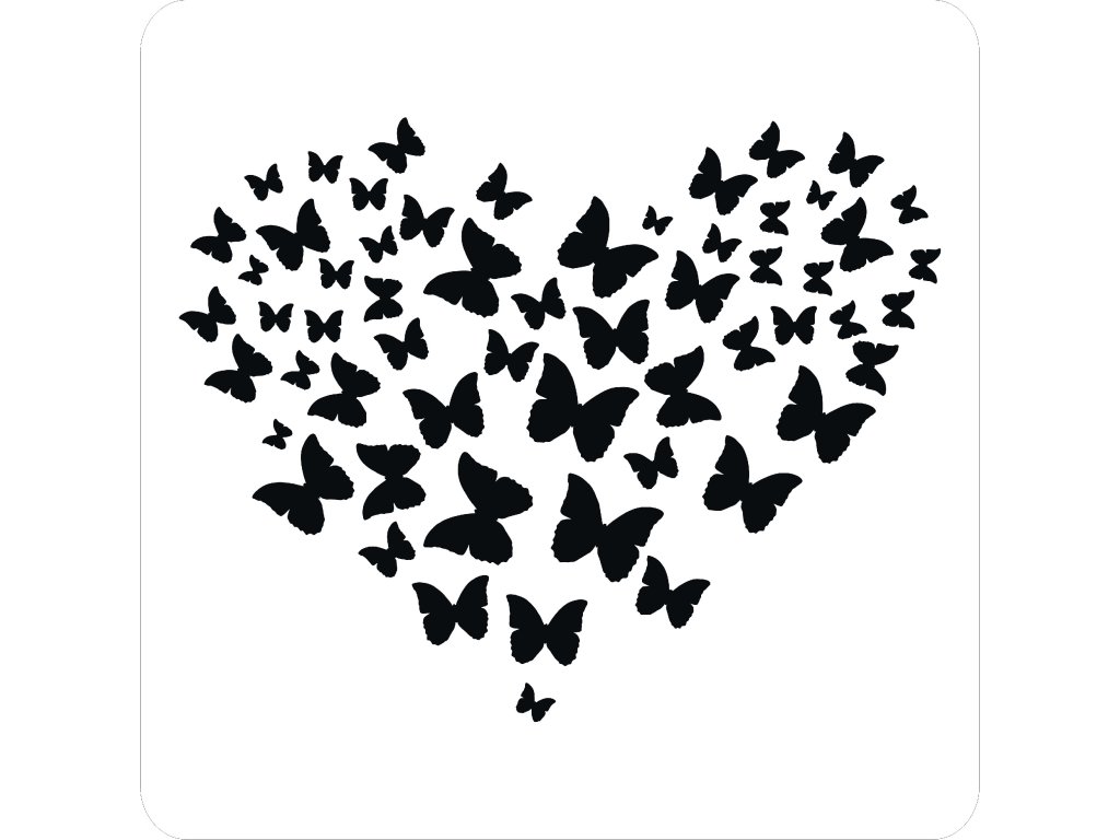 Srdce z motýlků - plastová šablona 484 (29x29cm)