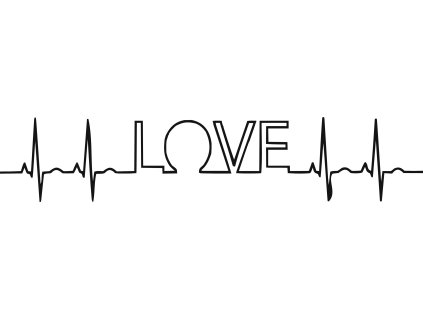 EKG nápis LOVE - plastová šablona 281
