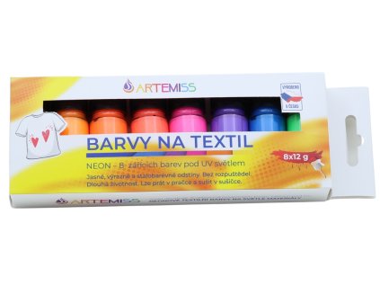 Sada barev na textil 8x12g neonové odstíny