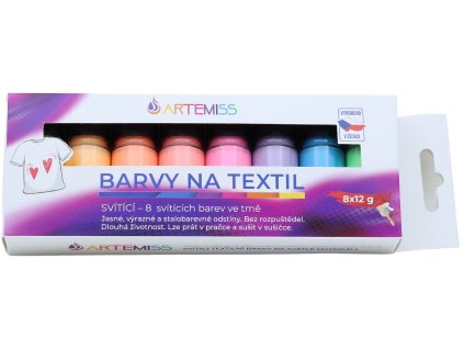 Sada barev na textil 8x12g svítící ve tmě