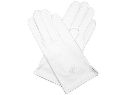 Weiße, ungefütterte Herrenhandschuhe mit Logo