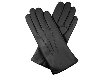 Schwarze Herrenhandschuhe mit Seidenfutter - schwarz