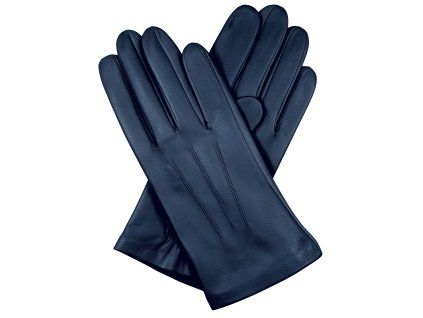 Schwarze Herrenhandschuhe mit Seidenfutter – dunkelblau