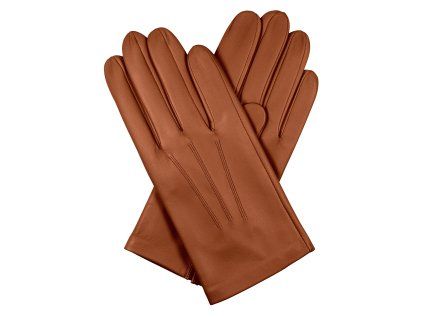 Schwarze Herrenhandschuhe mit Seidenfutter – hellcognac