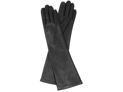 Damenhandschuhe mit Seidenfutter, lang, Größe 8C – schwarz