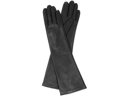 Damenhandschuhe mit Seidenfutter, lang, Größe 8C – schwarz