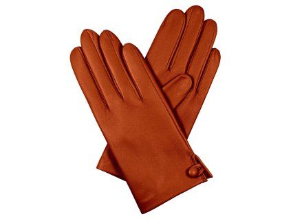 Damenhandschuhe mit Seidenfutter – Dunkelcognac