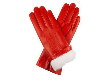 Damenhandschuhe mit Fellfutter – rot