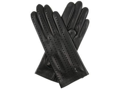 Ungefütterte Damenhandschuhe mit Schlitz – schwarz