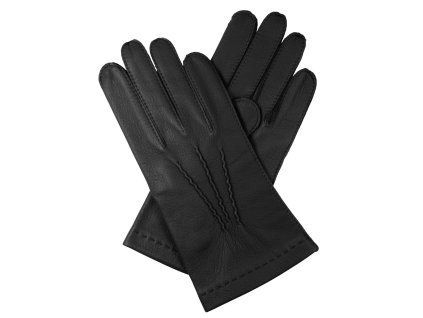 Schwarze, ungefütterte Herrenhandschuhe aus Hirschleder