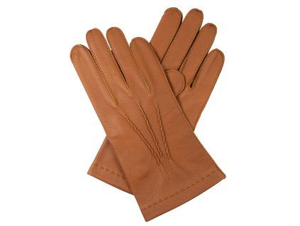 Ungefütterte Herrenhandschuhe aus Hirschleder – Cognac