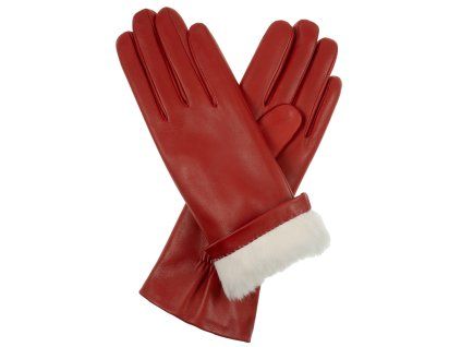 Damenhandschuhe mit Fellfutter – rot