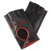 Damen-Fingerhandschuhe – schwarz, roter Besatz