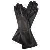 Damenhandschuhe, Wollfutter, mittellang, Größe 5C – schwarz