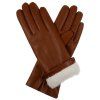 Damenhandschuhe in Cognac – Kaninchenfellfutter