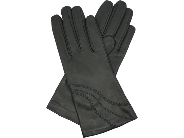 dámské kožené rukavice podšívka UH výšivka černá